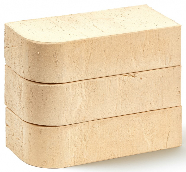 Кирпич облицовочный полнотелый радиусный Санторини Белый R60 гладкий 